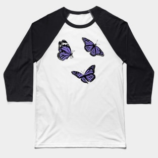 Purple Butterflies Stickers Baseball T-Shirt